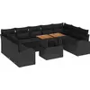 Image de vidaXL Ensemble de canapé de jardin avec mémoire 10 pcs noir poly rotin