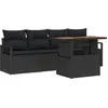 Image de vidaXL Ensemble de canapé de jardin avec mémoire 5 pcs noir poly rotin