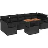 Image de Ensemble de salon de jardin vidaXL, 8 pièces, noir, en résine tressée