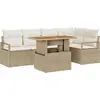 Image de vidaXL Ensemble de canapé de jardin avec mémoire 6 pcs Beige Poly Rattan