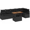 Image de vidaXL Ensemble de canapé de jardin avec mémoire 7 pcs noir poly rotin