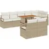 Image de vidaXL Ensemble de canapé de jardin avec mémoire 9 pcs Beige Poly Rattan