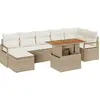 Image de vidaXL Ensemble de canapé de jardin avec mémoire 8 pcs Beige Poly Rattan