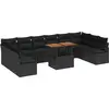 Image de vidaXL Ensemble de canapé de jardin avec mémoire 11 pcs noir poly rotin