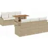Image de Ensemble de salon de jardin vidaXL, 7 pièces, beige, en résine tressée