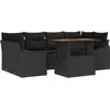 Image de vidaXL Ensemble de canapé de jardin avec mémoire 7 pcs noir poly rotin
