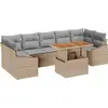Image de Ensemble de salon de jardin vidaXL, 8 pièces, beige et gris clair