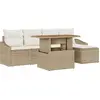 Image de vidaXL Ensemble de canapé de jardin avec mémoire 6 pcs Beige Poly Rattan