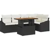 Image de vidaXL Ensemble de canapé de jardin avec mémoire 6 pcs noir poly rotin
