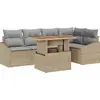 Image de vidaXL Ensemble de canapé de jardin avec mémoire 6 pcs Beige Poly Rattan