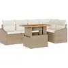 Image de vidaXL Ensemble de canapé de jardin avec mémoire 6 pcs Beige Poly Rattan