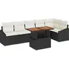 Image de vidaXL Ensemble de canapé de jardin avec mémoire 7 pcs noir poly rotin