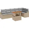 Image de vidaXL Ensemble de canapé de jardin avec mémoire 7 pcs Beige Poly Rattan