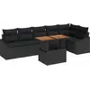 Image de vidaXL Ensemble de canapé de jardin avec mémoire 7 pcs noir poly rotin