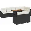 Image de vidaXL Ensemble de canapé de jardin avec mémoire 9 pcs noir poly rotin