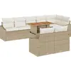 Image de vidaXL Ensemble de canapé de jardin avec mémoire 9 pcs Beige Poly Rattan
