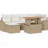 Image de vidaXL Ensemble de canapé de jardin avec mémoire 7 pcs Beige Poly Rattan