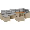 Image de vidaXL Ensemble de canapé de jardin avec mémoire 8 pcs Beige Poly Rattan