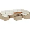 Image de vidaXL Ensemble de canapé de jardin avec mémoire 9 pcs Beige Poly Rattan