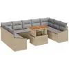 Image de vidaXL Ensemble de canapé de jardin avec mémoire 10 pcs Beige Poly Rattan