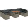 Image de vidaXL Ensemble de canapé de jardin avec mémoire 11 pcs Gris Poly Rattan