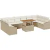 Image de vidaXL Ensemble de canapé de jardin avec mémoire 11 pcs Beige Poly Rattan