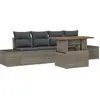 Image de vidaXL Ensemble de canapé de jardin avec mémoire 5 pcs Gris Poly Rattan