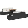 Image de vidaXL Ensemble de canapé de jardin avec mémoire 7 pcs noir poly rotin