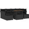 Image de vidaXL Ensemble de canapé de jardin avec mémoire 7 pcs noir poly rotin