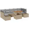 Image de vidaXL Ensemble de canapé de jardin avec mémoire 8 pcs Beige Poly Rattan