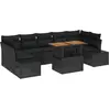 Image de vidaXL Ensemble de canapé de jardin avec mémoire 8 pcs noir poly rotin