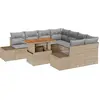 Image de vidaXL Ensemble de canapé de jardin avec mémoire 9 pcs Beige Poly Rattan