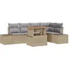 Image de vidaXL Ensemble de canapé de jardin avec mémoire 6 pcs Beige Poly Rattan