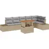 Image de vidaXL Ensemble de canapé de jardin avec mémoire 7 pcs Beige Poly Rattan