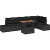 Image de vidaXL Ensemble de canapé de jardin avec mémoire 7 pcs noir poly rotin
