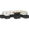 Image de vidaXL Ensemble de canapé de jardin avec mémoire 9 pcs noir poly rotin