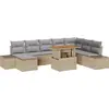 Image de vidaXL Ensemble de canapé de jardin avec mémoire 9 pcs Beige Poly Rattan