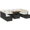 Image de vidaXL Ensemble de canapé de jardin avec mémoire 10 pcs noir poly rotin