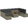 Image de vidaXL Ensemble de canapé de jardin avec mémoire 10 pcs Gris Poly Rattan