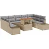 Image de vidaXL Ensemble de canapé de jardin avec mémoire 10 pcs Beige Poly Rattan
