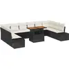 Image de Ensemble de salon de jardin vidaXL, 11 pièces, noir, en résine tressée