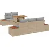 Image de Ensemble de salon de jardin vidaXL, 6 pièces, en résine tressée beige