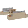 Image de vidaXL Ensemble de canapé de jardin avec mémoire 7 pcs Beige Poly Rattan