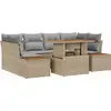 Image de vidaXL Ensemble de canapé de jardin avec mémoire 7 pcs Beige Poly Rattan