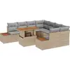 Image de vidaXL Ensemble de canapé de jardin avec mémoire 9 pcs Beige Poly Rattan