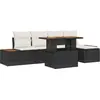 Image de vidaXL Ensemble de canapé de jardin avec mémoire 6 pcs noir poly rotin