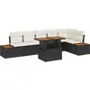 Image de vidaXL Ensemble de canapé de jardin avec mémoire 7 pcs noir poly rotin