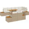 Image de vidaXL Ensemble de canapé de jardin avec mémoire 9 pcs Beige Poly Rattan