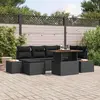 Image de vidaXL Ensemble de canapé de jardin avec mémoire 7 pcs noir poly rotin