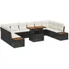 Image de vidaXL Ensemble de canapé de jardin avec mémoire 11 pcs noir poly rotin